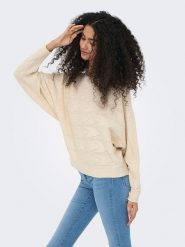 ONLY Sweter w kolorze kremowym rozmiar: L. Brązowe swetry Only, l, bez wzorów, bez ramiączek. Za 145.26 zł.