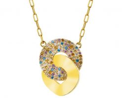 Naszyjnik z mosiądzu pozłacany z cyrkoniami - koła. Naszyjniki Artelioni, z cyrkonią, pozłacane. Za 189.00 zł.