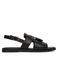 Sandały Lasocki. Czarne sandały Lasocki, bez wzorów, bez obcasa, na płaskiej podeszwie, bez zapięcia. Za 159.99 zł.