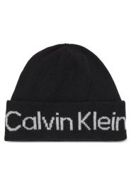 Calvin Klein Czapka Logo Reverso Tonal Beanie K60K611151 Czarny. Czarne czapki Calvin Klein, bez wzorów, z wiskozy. Za 289.99 zł.