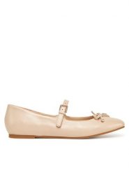 Guess Baleriny FLJKAY LEA02 Beżowy. Brązowe baleriny Guess, z aplikacjami, ze skóry, bez obcasa. Za 359.99 zł.