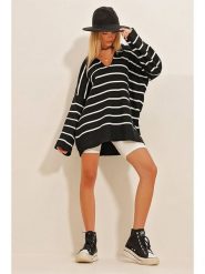 Trend Alaçatı Stili Sweter w kolorze czarno-białym rozmiar: onesize. Białe swetry Trend Alaçatı Stili, bez wzorów, bez ramiączek. Za 78.99 zł.