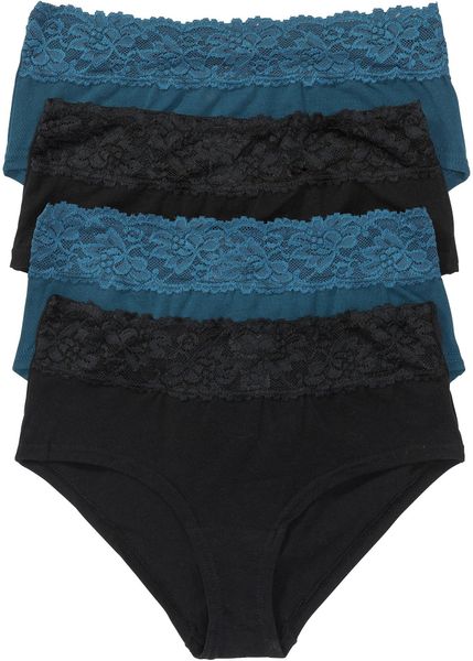 Figi maxi z miekkiej bawełny (4 pary). Czarne figi bonprix, bez wzorów, z bawełny. Za 57.99 zł.