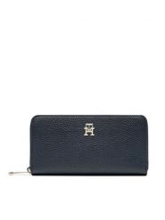 Tommy Hilfiger Duży Portfel Damski Emblem AW0AW15181 Granatowy. Niebieskie portfele TOMMY HILFIGER, bez wzorów, ze skóry. Za 309.99 zł.