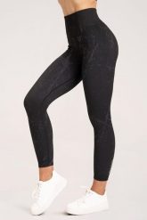 Legginsy fitness damskie Gym Glamour marble. Czarne legginsy GYM GLAMOUR, l, bez wzorów, z materiału, z podwyższonym stanem. Za 159.99 zł.
