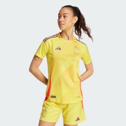 Koszulka Belgium 25 (Women's Team) Away Authentic. Żółte bluzki Adidas, s, bez wzorów, z materiału, sportowe, bez kołnierzyka, bez ramiączek. Za 699.00 zł.
