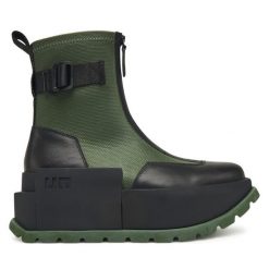 Botki United Nude. Zielone botki United Nude, bez wzorów, bez obcasa, na koturnie, bez zapięcia. Za 1,489.00 zł.