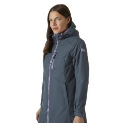 Kurtka przeciwdeszczowa damska Helly Hansen Long Belfast Winter. Niebieskie kurtki sportowe Helly Hansen, s, bez wzorów, bez kaptura, trekkingowe. Za 493.99 zł.