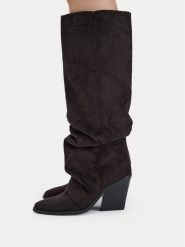 DeeZee Kozaki CEO-WS25288-01 Brązowy. Brązowe kozaki DeeZee, z materiału, bez obcasa, na słupku, bez zapięcia. Za 249.99 zł.