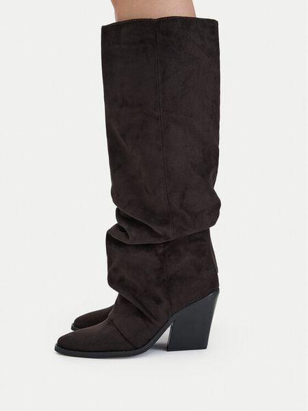 DeeZee Kozaki CEO-WS25288-01 Brązowy. Brązowe kozaki DeeZee, z materiału, bez obcasa, na słupku, bez zapięcia. Za 249.99 zł.