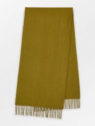 Becksöndergaard Wełniany szal w kolorze oliwkowym - 220 x 50 cm rozmiar: onesize. Zielone szaliki Becksöndergaard, bez wzorów, z materiału. Za 173.99 zł.