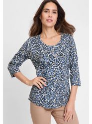 Olsen Koszulka w kolorze granatowo-białym rozmiar: 40. Białe bluzki Olsen, bez wzorów, z bawełny, bez kołnierzyka, bez ramiączek. Za 52.99 zł.