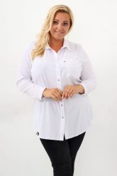 Klasyczna biała koszula Charo do pracy PLUS SIZE XXL. Białe koszule Nasi partnerzy, m, bez wzorów, z elastanu, biznesowe, bez kołnierzyka, plus size, bez ramiączek. Za 199.90 zł.