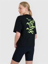 4F T-shirt regular z nadrukiem damski - czarny XL. Czarne t-shirty 4f, uniwersalny, bez wzorów, z bawełny, bez kołnierzyka, bez ramiączek. W wyprzedaży za 39.99 zł.