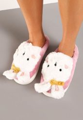 Różowe Płaskie Kapcie z Aplikacją Króliczka 3D Temilie. Czerwone obuwie domowe Born2be, z aplikacjami, z dresówki, bez zapięcia. Za 34.99 zł.
