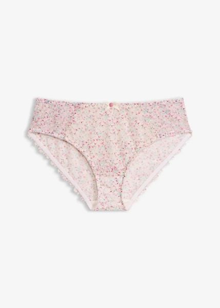 Figi maxi z koronką w kwiaty. Białe figi bonprix, bez wzorów, z koronki. Za 49.99 zł.