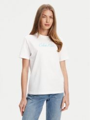 Calvin Klein Jeans T-Shirt Classic Logo LV047C854G Biały Regular Fit. Białe t-shirty Calvin Klein Jeans, l, bez wzorów, z bawełny, bez kołnierzyka, bez ramiączek. Za 159.99 zł.