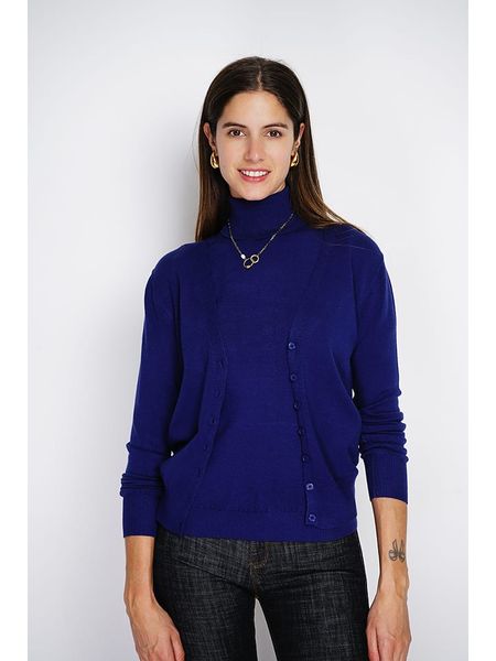 ASSUILI 2-częściowy zestaw w kolorze granatowym rozmiar: 42. Niebieskie golfy Assuili, bez wzorów, z kaszmiru, bez ramiączek. Za 209.33 zł.