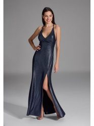 SWING Sukienka w kolorze granatowym rozmiar: 42. Niebieskie sukienki Swing, bez wzorów, bez kołnierzyka, bez ramiączek, maxi. Za 304.99 zł.