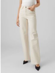 Vero Moda Dżinsy - Regular fit - w kolorze kremowym rozmiar: W32/L30. Brązowe jeansy Vero Moda, l, z aplikacjami, z podwyższonym stanem. Za 96.60 zł.