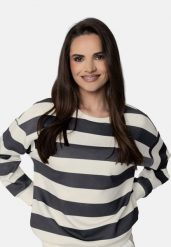 Bluza w paski B-MAGNE. Białe bluzy Volcano, m, bez wzorów, z jeansu, bez kaptura. Za 159.99 zł.