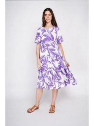 Le Jardin du Lin Sukienka w kolorze fioletowo-białym rozmiar: 36. Białe sukienki Le jardin du lin, bez wzorów, ze lnu, bez kołnierzyka, bez ramiączek, midi. Za 130.99 zł.