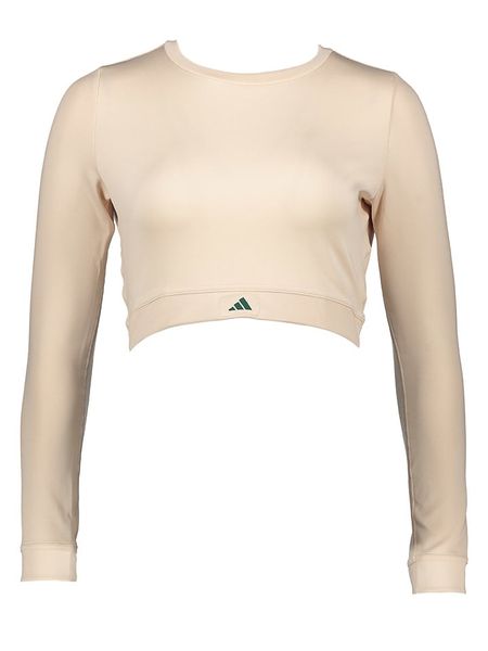 Adidas Koszulka sportowa w kolorze beżowym rozmiar: L. Brązowe koszulki sportowe Adidas, bez wzorów, z materiału, bez ramiączek, outdoorowe. Za 87.40 zł.