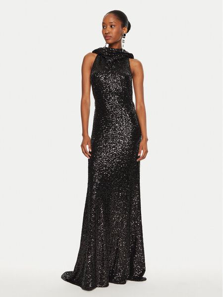 Pinko Sukienka wieczorowa Apollinaire 104471 A29J Czarny Regular Fit. Czarne sukienki Pinko, bez wzorów, z syntetyku, wizytowe, bez kołnierzyka, bez ramiączek. Za 1,609.00 zł.