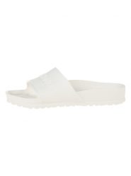Birkenstock Klapki "Barbados" w kolorze białym rozmiar: 37. Białe klapki Birkenstock, bez wzorów, z otwartym noskiem, bez obcasa. Za 193.24 zł.