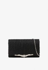 Czarna Koktajlowa Torebka Ozdobiona Brokatem Desolie. Czarne torby na ramię Born2be, bez wzorów, eleganckie, na ramię, małe, bez dodatków. Za 39.99 zł.