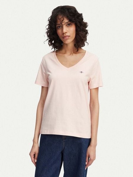 Gant T-Shirt Shield 4200750 Pomarańczowy jasny Regular Fit. Brązowe t-shirty GANT, s, bez wzorów, z bawełny, bez kołnierzyka, bez ramiączek. Za 136.99 zł.