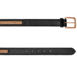 Pasek do spodni skórzany Equestrian Queen Small Diamonds z cyrkoniami. Czarne paski EQUESTRIAN QUEEN, bez wzorów, sportowe. Za 150.99 zł.