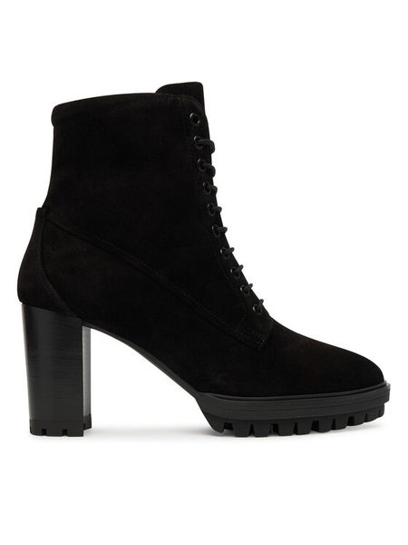 HÖGL Botki 0-187832-01000 Czarny. Czarne botki Högl, bez wzorów, ze skóry, bez obcasa, na słupku, bez zapięcia. Za 549.99 zł.