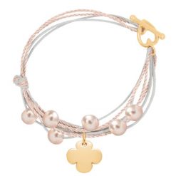 Bransoletka Loren. Czerwone bransoletki Lilou, z perłą, pozłacane. Za 245.00 zł.