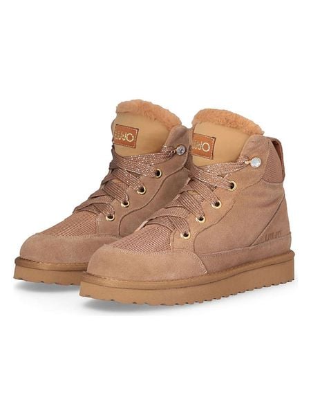 Liu Jo Skórzane botki zimowe w kolorze jasnobrązowym rozmiar: 40. Brązowe botki Liu Jo, na zimę, bez wzorów, z materiału, bez obcasa, bez zapięcia. Za 266.66 zł.