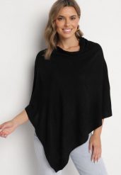 Czarna Asymetryczna Bluzka w Stylu Narzutki Oversize Otisha. Czarne bluzki Born2be, bez wzorów, z jeansu, eleganckie, z asymetrycznym kołnierzem, bez ramiączek. W wyprzedaży za 38.24 zł.