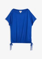 T-shirt z lejącej wiskozy. Niebieskie t-shirty bonprix, bez wzorów, z wiskozy, bez kołnierzyka, bez ramiączek. Za 67.99 zł.