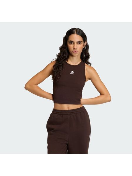 Adidas Top Essentials KD3821 Brązowy Slim Fit. Brązowe topy Adidas, xs, bez wzorów, z bawełny, bez kołnierzyka, bez ramiączek. Za 119.99 zł.