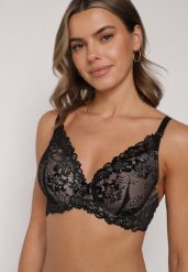 Czarno-Beżowy Klasyczny Biustonosz Zdobiony Koronką Idarodia. Czarne biustonosze Born2be, z aplikacjami, z koronki. Za 29.99 zł.