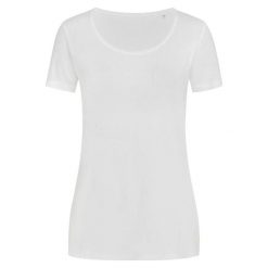 Koszulka Damska Finest Cotton T-shirt. Białe bluzki STEDMAN, bez wzorów, bez kołnierzyka, bez ramiączek. Za 33.99 zł.