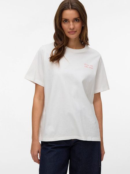 Vero Moda Koszulka w kolorze biało-czerwonym rozmiar: M. Białe bluzki Vero Moda, m, bez wzorów, z bawełny, bez kołnierzyka, bez ramiączek. Za 60.95 zł.
