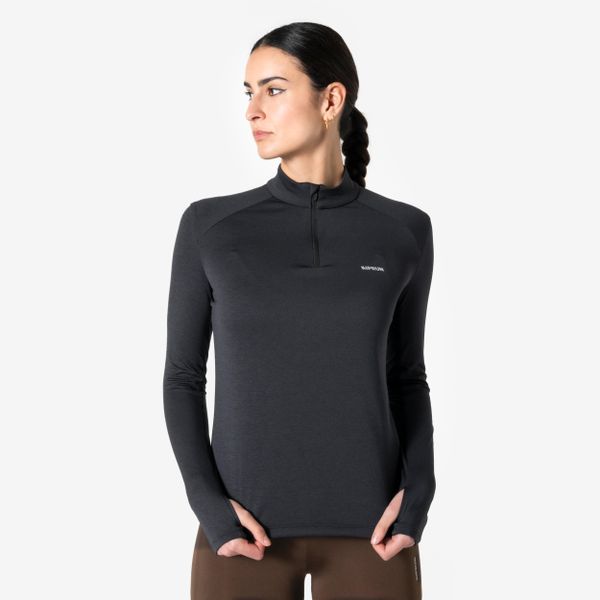 Bluza do biegania damska Kiprun Run Core ocieplana. Czerwone bluzy KIPRUN, na zimę, l, bez wzorów, z materiału, bez kaptura. Za 59.99 zł.