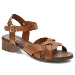 Brązowe Sandały Armodo Modne Buty Damskie. Brązowe sandały Armodo, bez wzorów, bez obcasa, na obcasie, bez zapięcia. Za 259.00 zł.