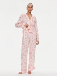 DKNY Piżama YI90003 Różowy Regular Fit. Czerwone piżamy DKNY, bez wzorów, z wiskozy, bez ramiączek. Za 379.99 zł.