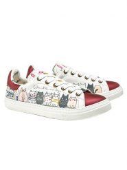 Goby Skórzane sneakersy w kolorze bordowo-białym rozmiar: 38. Białe trampki Goby, bez wzorów, bez zapięcia. Za 245.38 zł.