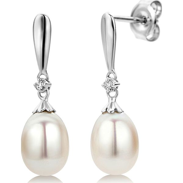 Revoni Złote kolczyki-wkrętki z perłami rozmiar: onesize. Białe kolczyki Revoni, z diamentem, złote. Za 808.81 zł.