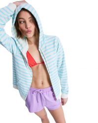 Bluza z kapturem dla Kobiety PERFECT STRIPE Niebieski. Niebieskie bluzy Roxy, xs, bez wzorów, z bawełny, z kapturem. Za 130.00 zł.