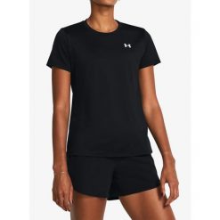 Koszulka szybkoschnąca damska Under Armour Tech SSC. Czarne bluzki Under Armour, bez wzorów, sportowe, bez kołnierzyka, bez ramiączek. Za 84.99 zł.