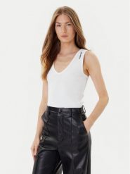 KARL LAGERFELD Top A3W17005 Biały Slim Fit. Białe topy KARL LAGERFELD, l, bez wzorów, z bawełny, bez kołnierzyka, bez ramiączek. Za 389.99 zł.