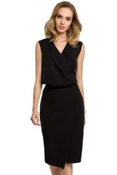 Sukienka elegancka ołówkowa do pracy kopertowy dekolt czarna. Czarne sukienki Sukienki.shop, do pracy, na lato, xl, bez wzorów, biznesowe, bez kołnierzyka, bez ramiączek, kopertowe. Za 149.00 zł.